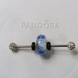 PandoraVintage Silver Ice Drops blue Cz Murano Glass Charm (2 Listed Separately)